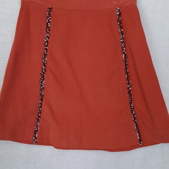 Anais & I Girls Gemma Skirt Sz 10 Orange Cotton Corduroy Mini Skirt Fringe Seams - Picture 4 of 11